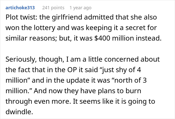 Secret millionaire's jackpot hidden from family, discussing lottery and concerns about dwindling fortune. Secret millionaire's jackpot hidden from family, discussing lottery and concerns about dwindling fortune.