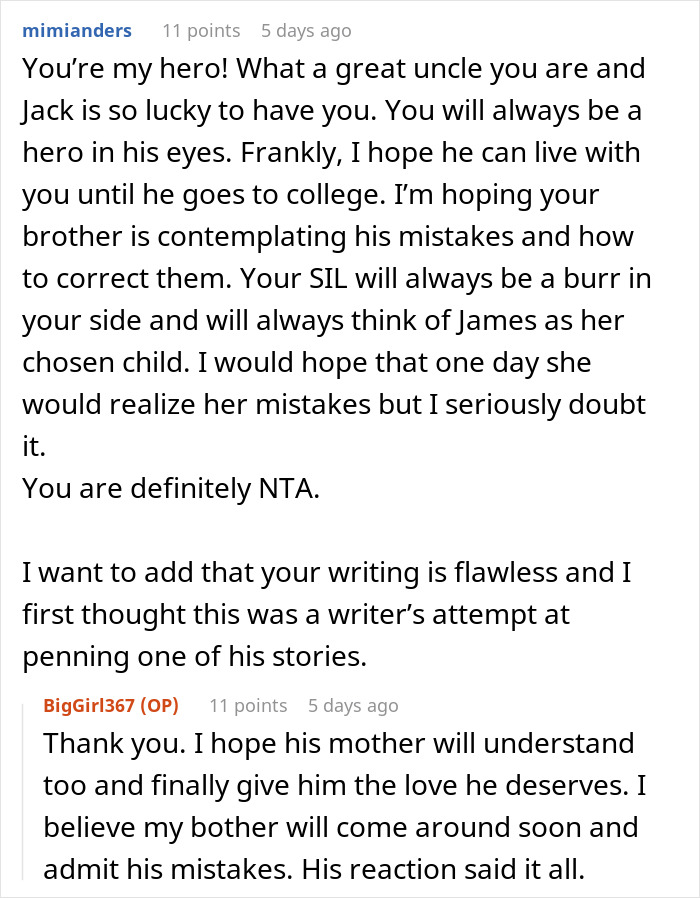 Discussion about an uncle taking in his nephew, addressing issues with the nephew's brother.