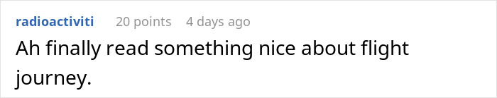 Comment appreciating a heartwarming story about a flight journey. Comment appreciating a heartwarming story about a flight journey.