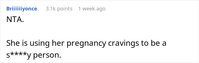 Comment on pregnancy cravings, criticizing manipulation. Comment on pregnancy cravings, criticizing manipulation.