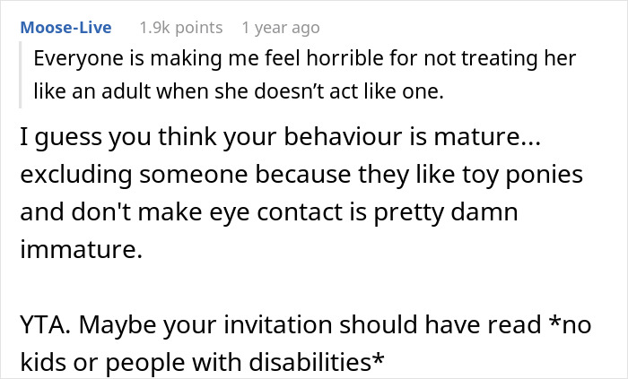 Text exchange discussing excluding a 20-year-old autistic cousin from a child-free wedding. Text exchange discussing excluding a 20-year-old autistic cousin from a child-free wedding.