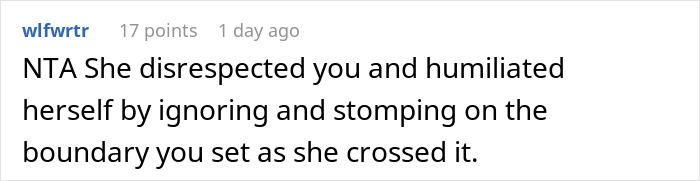 Comment on a post about a child-free birthday dinner, discussing disrespect and boundaries.