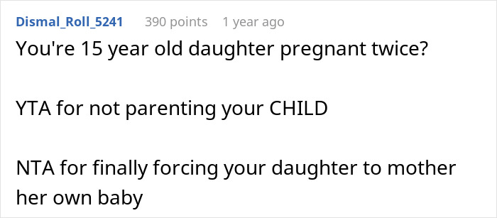 Reddit comment discussing parenting and responsibilities regarding a teenage daughter.