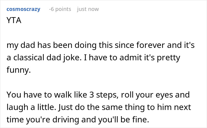 Text post about a dad joke and a suggestion to mimic actions for humor at pregnancy appointments.