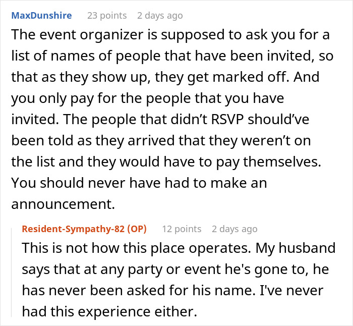 Reddit discussion on party RSVP issues for child's event.