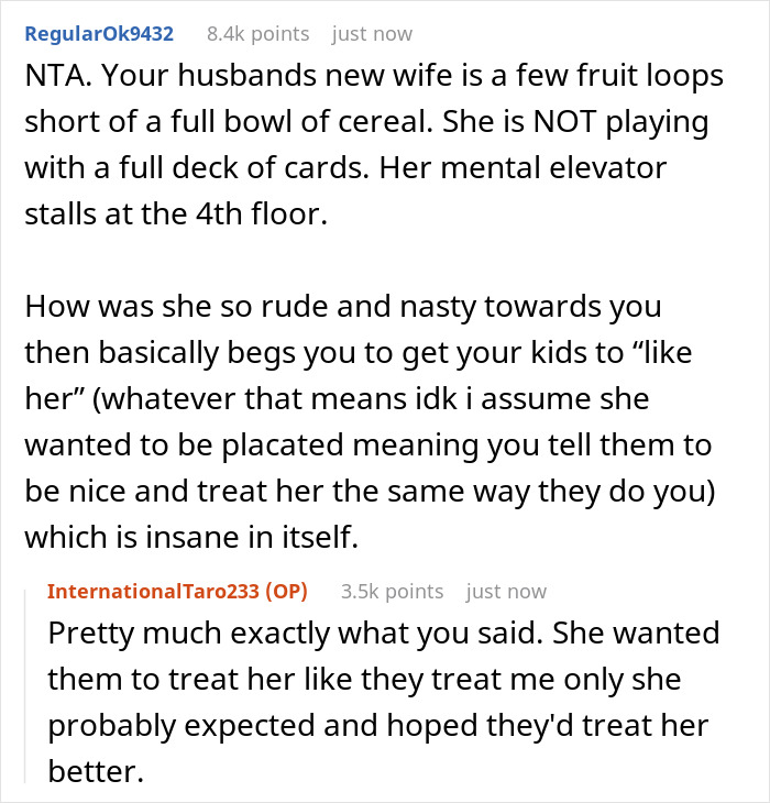Text exchange about stepmom not bonding with kids and mom refusing sympathy. Text exchange about stepmom not bonding with kids and mom refusing sympathy.