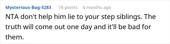 Comment on Reddit discussing the ethics of sharing a brother's final words with half-siblings. Comment on Reddit discussing the ethics of sharing a brother's final words with half-siblings.