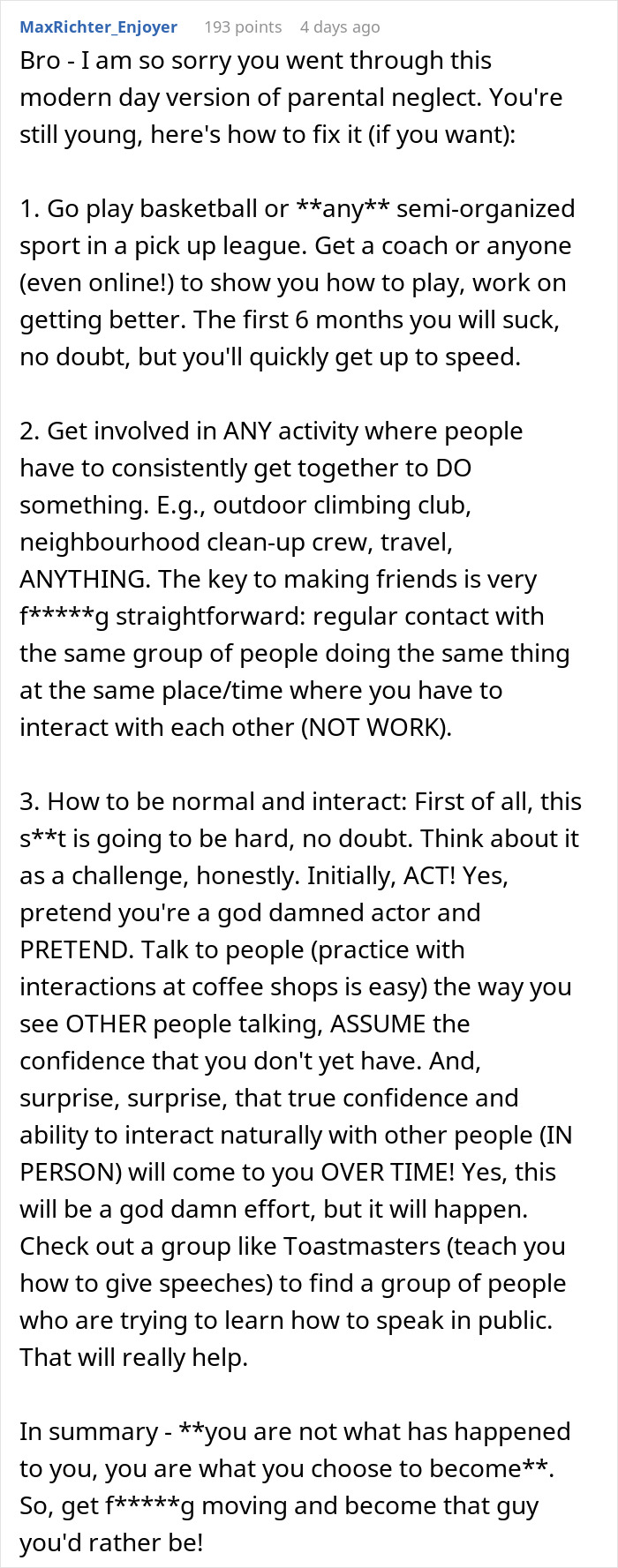 Text offering guidance to an adult “iPad kid” on overcoming a challenging youth and building social skills. Text offering guidance to an adult “iPad kid” on overcoming a challenging youth and building social skills.
