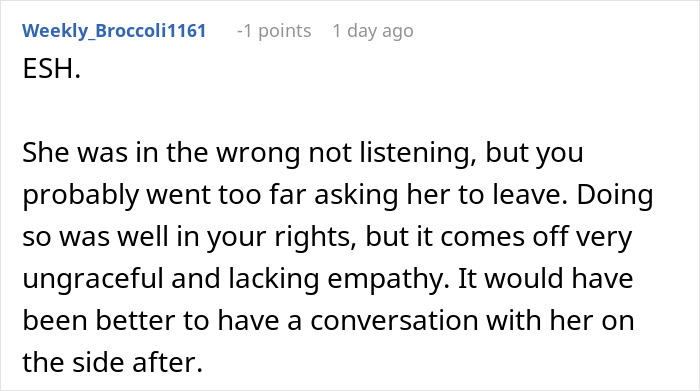 Comment discussing boundaries with kids at a child-free birthday dinner.