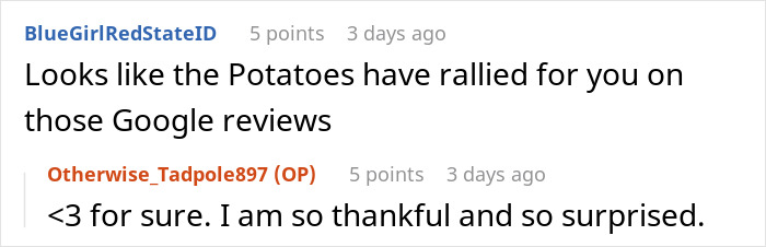 Comments discussing rallying support on Google reviews related to entitled woman and business. Comments discussing rallying support on Google reviews related to entitled woman and business.