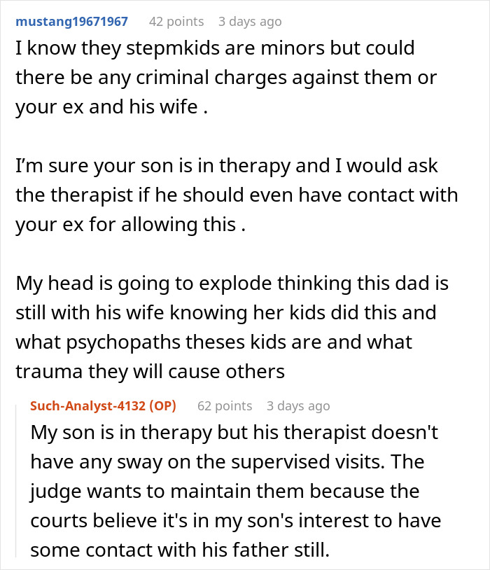 Discussion about mom refusing son's attendance at BBQ over stepsiblings in online forum comments.