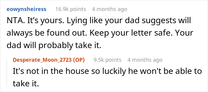 Reddit discussion about a teen keeping brother's final words from half-siblings, focusing on letter safety and family tension. Reddit discussion about a teen keeping brother's final words from half-siblings, focusing on letter safety and family tension.
