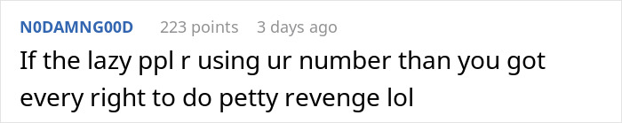 Comment on reservation phone number mix-up, discussing petty revenge.