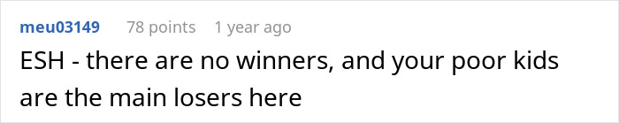 Reddit comment on parenting issues, mentioning "ESH" and impact on kids.