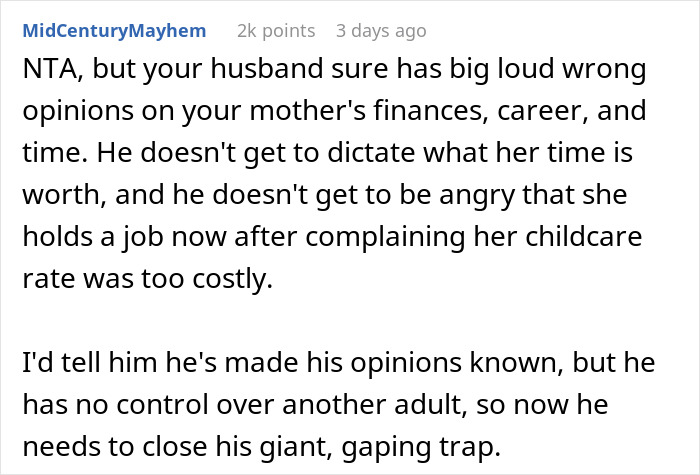 Husband Complains Grandma&rsquo;s Babysitting Is "Too Expensive," Learns The Hard Way How Cheap It Was