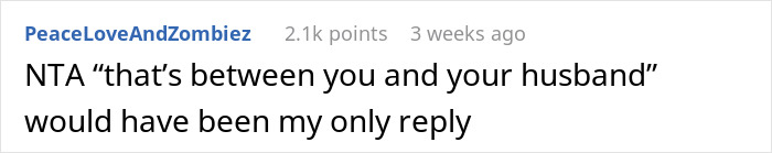 Reddit comment discussing a brother gifting his sister a trip, wife upset over babysitting issue.