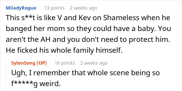 Text conversation about a relationship compared to a TV show scene.