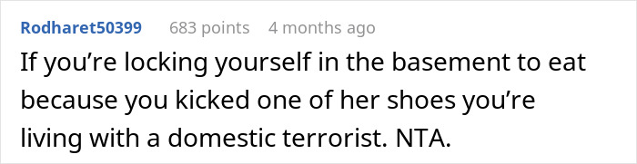 Reddit comment suggesting a guy who locked himself in the basement is not at fault, calling the girlfriend's behavior extreme. Reddit comment suggesting a guy who locked himself in the basement is not at fault, calling the girlfriend's behavior extreme.