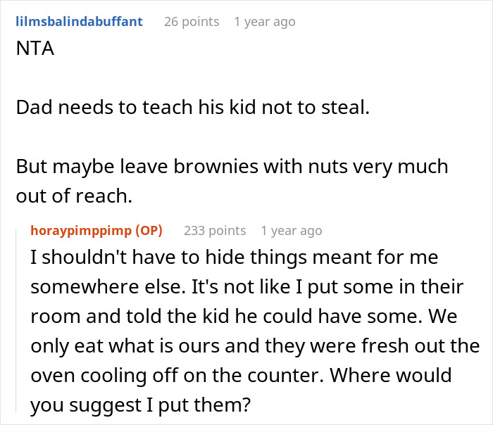 Reddit comments discussing a dad blaming a roommate for a child with food allergies stealing food.
