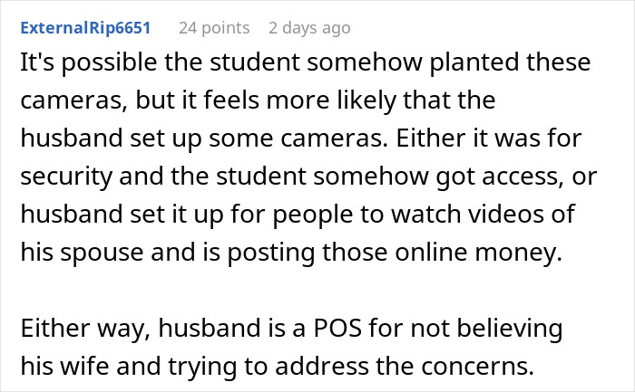 Reddit comment about a student's creepy comment and a husband's reaction. Reddit comment about a student's creepy comment and a husband's reaction.