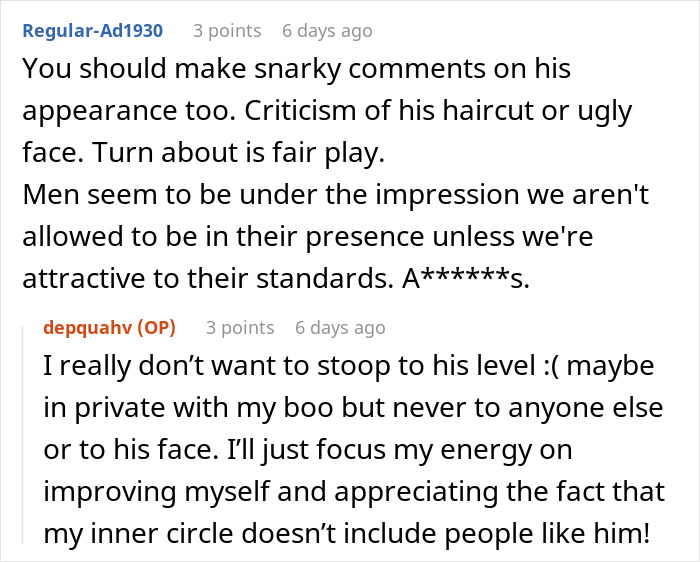 Text exchange discussing coworker's audacity and rude behavior, with responses highlighting self-improvement and criticism. Text exchange discussing coworker's audacity and rude behavior, with responses highlighting self-improvement and criticism.