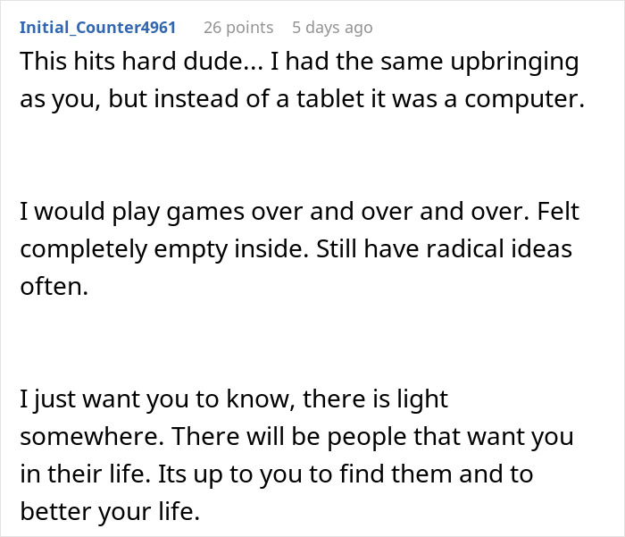 Text exchange depicting adult reflections of an "iPad kid" discussing their youth, feeling empty, and hope for a better life. Text exchange depicting adult reflections of an "iPad kid" discussing their youth, feeling empty, and hope for a better life.