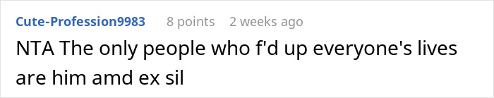 Reddit comment discussing a woman's honesty about her breakup with her ex, mentioning blame placed on him and ex sister-in-law.