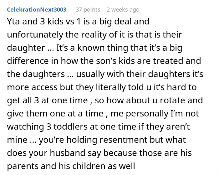 Grandparents Favor Daughter's Kid Over Son's Triplets, So Wife Cancels B-Day Invite