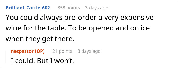 Text exchange about using a phone number for a reservation, discussing pre-ordering wine.