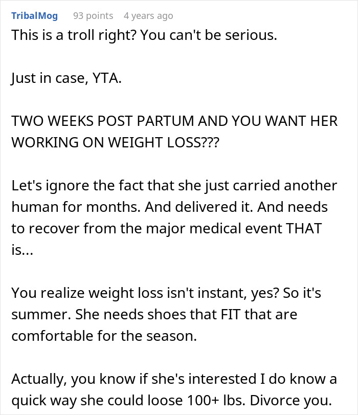 Text-based content discussing postpartum recovery and need for comfortable shoes. Text-based content discussing postpartum recovery and need for comfortable shoes.