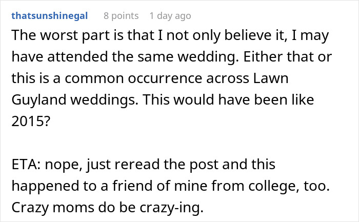 Text thread discussing a wedding incident involving a MIL, with emphasis on shouting and attention-seeking behavior. Text thread discussing a wedding incident involving a MIL, with emphasis on shouting and attention-seeking behavior.