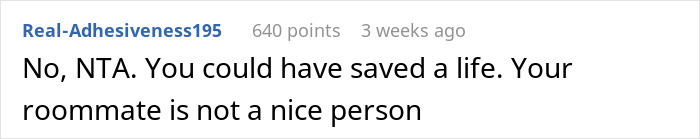 Comment discussing a roommate's reaction to revealing HIV status to a date. Comment discussing a roommate's reaction to revealing HIV status to a date.