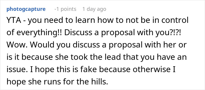 Text comment discussing proposal control dynamics and hoping it&rsquo;s a fake scenario.