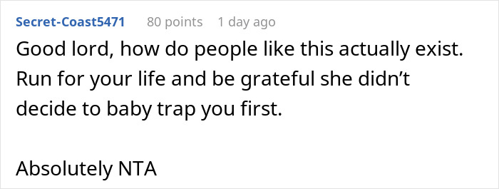 Reddit comment criticizing a woman proposing to herself at boyfriend's birthday, with reactions suggesting it's unusual.