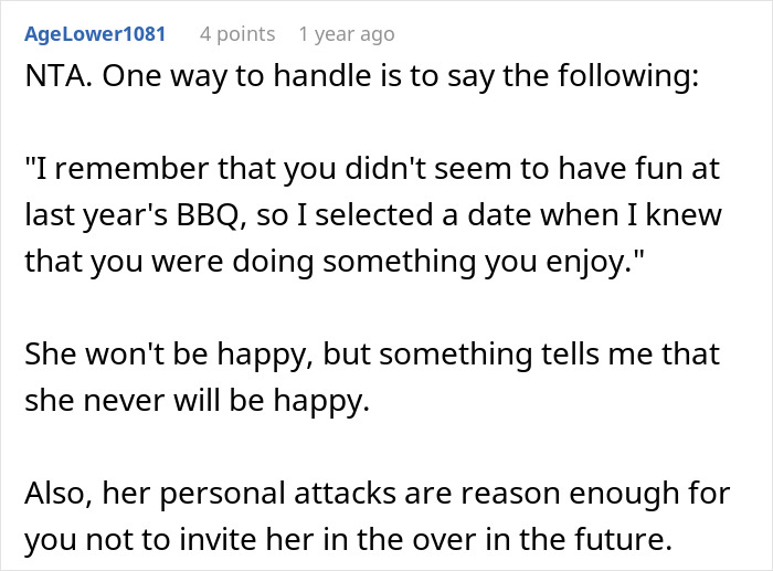 Comment discussing how to handle family invites after vegan shamed them at BBQ. Comment discussing how to handle family invites after vegan shamed them at BBQ.