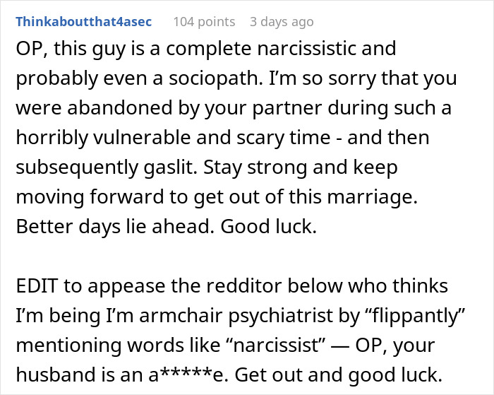 Reddit post discussing marriage issues and husband&rsquo;s behavior after ignoring wife's SOS call.