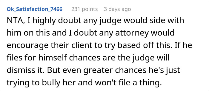 Reddit comment opposing an ex's demand for a teen to babysit. Reddit comment opposing an ex's demand for a teen to babysit.