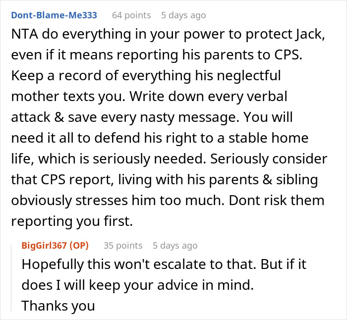 Reddit discussion on uncle's support for nephew, addressing parental boundary issues.