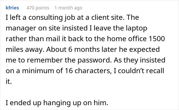 Text exchange about a consulting job and a forgotten password after boss's insistence on leaving a laptop. Text exchange about a consulting job and a forgotten password after boss's insistence on leaving a laptop.
