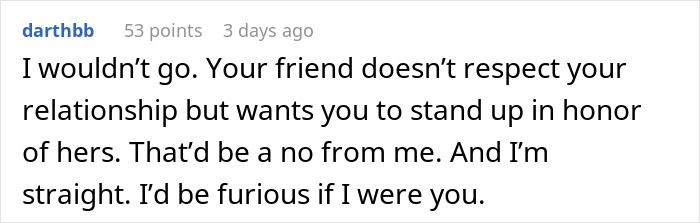 Homophobic Bride Allows A Plus-One To All Bridesmaids Except Gay Bestie, Netizens Call Her Out Homophobic Bride Allows A Plus-One To All Bridesmaids Except Gay Bestie, Netizens Call Her Out