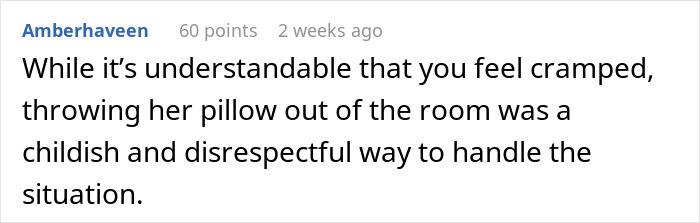 Comment on pillow disagreement and wife's decision due to husband's actions.