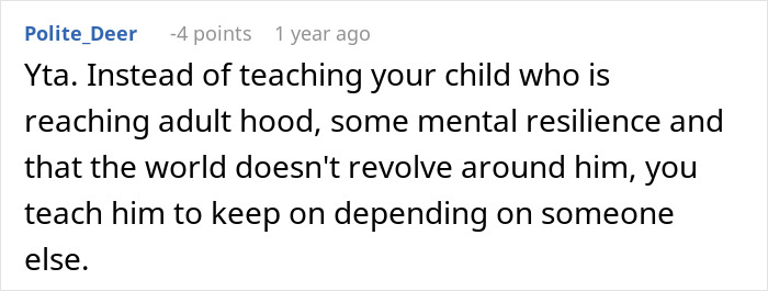 Comment discussing family and son's experience being gay.