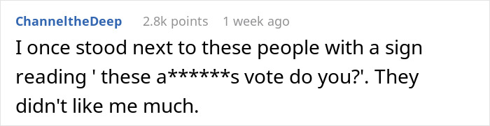 Comment about a sign held during a protest related to Planned Parenthood.