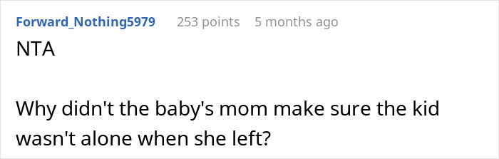 Online comment questioning a mom's responsibility when a 16YO went out instead of babysitting.