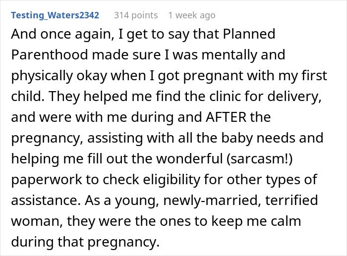 Testimonial about Planned Parenthood support during pregnancy and delivery, highlighting mental and physical assistance.