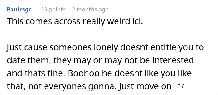 Reddit comment discussing the rejection after asking out a Zoomer best friend.