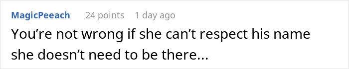 Comment discussing MIL renaming grandson, mentioning respect for his name.