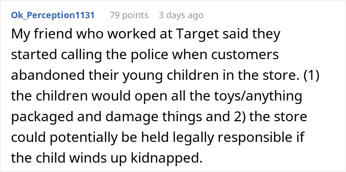 Text discussing why children should not run around stores, citing safety and liability concerns. Text discussing why children should not run around stores, citing safety and liability concerns.