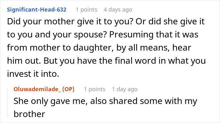 Reddit users discuss a man's interest in his mother-in-law's partner's fortune. Reddit users discuss a man's interest in his mother-in-law's partner's fortune.