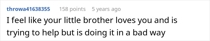 Comment about a brother's support in proving he isn't gay anymore, expressing concern over the approach used.